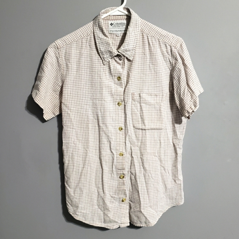 Columbia light weight plaid button up shirt size M